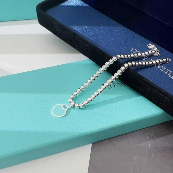 Tiffany Heart-Shaped Blue Enamel Bracelet - Picture 1 of 4